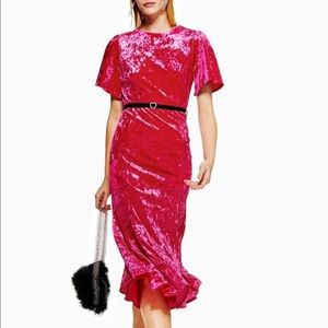 Topshop hot pink velvet dress